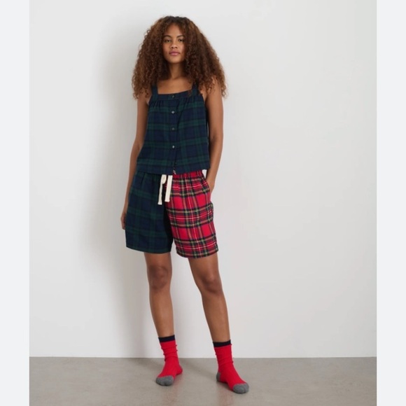 Alex Mill Cotton P’Jimmies NWT Cami Top Plaid Soft Flannel Jimmy Fallon - Picture 1 of 9